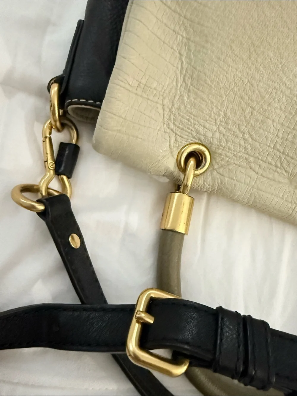 Marc Jacobs Two-Tone Leather Satchel - Cream & Black